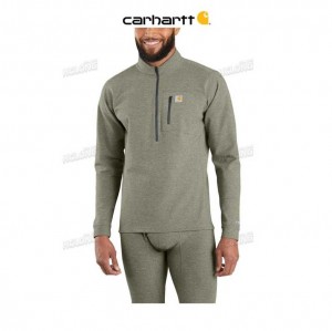 Carhartt Base Force Heavyweight Quarter-Zip BURNT OLIVE HEATHER | TH0002610