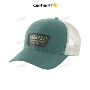 Carhartt Canvas Mesh-Back Crafted Patch Cap Slate Green | TH0000926