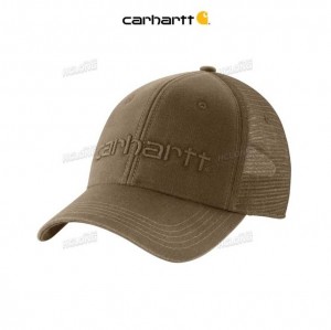 Carhartt Canvas Mesh-Back Logo Graphic Cap Light Brown | TH0000894