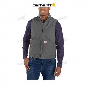 Carhartt Flame-Resistant Duck Sherpa Lined Vest Gravel | TH0002747