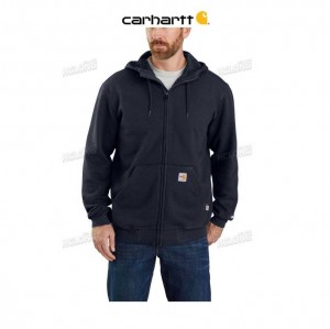 Carhartt Flame-Resistant Force Loose Fit Midweight Hooded Zip Front Sweatshirt Navy | TH0000007