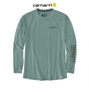 Carhartt Force Extremes Relaxed Fit Lightweight Long-Sleeve Logo Graphic T-Shirt Succulent Heather | TH0002481