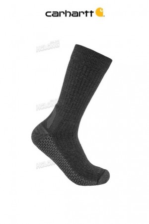 Carhartt Force Grid Midweight Merino Wool Blend Crew Sock Carbon Heather | TH0001994