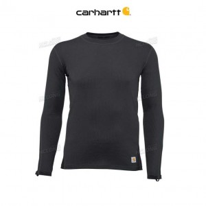 Carhartt Force Lightweight Stretch Grid Base Layer Crewneck Top Black | TH0002619