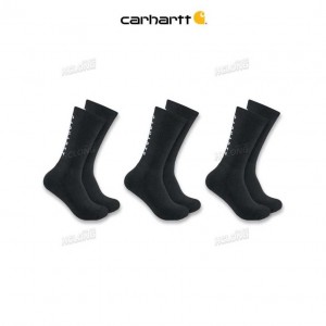 Carhartt Force Midweight Logo Crew Sock 3-Pack Black | TH0002006