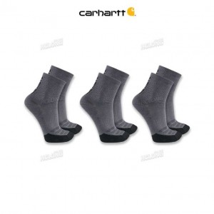 Carhartt Force Midweight Logo Short Crew Sock 3-Pack Carbon Heather | TH0002069