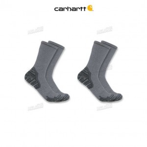 Carhartt Force Midweight Synthetic-Wool Blend Crew Sock 2-Pack Asphalt Heather Nep | TH0001982