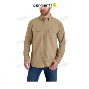 Carhartt Force Relaxed Fit Lightweight Long- Sleeve Shirt Dark Khaki | TH0002492