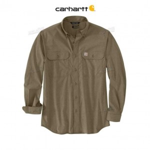 Carhartt Force Relaxed Fit Lightweight Long- Sleeve Shirt Burnt Olive | TH0002495