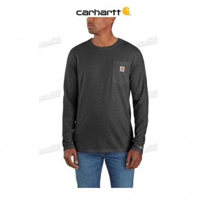 Carhartt Force Relaxed Fit Midweight Long-Sleeve Pocket T-Shirt Carbon Heather | TH0002471