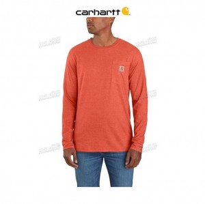 Carhartt Force Relaxed Fit Midweight Long-Sleeve Pocket T-Shirt Desert Orange Heather | TH0002475