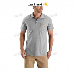 Carhartt Force Relaxed Fit Midweight Short-Sleeve Pocket Polo Heather Gray | TH0002427