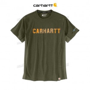 Carhartt Force Relaxed Fit Midweight Short-Sleeve Block Logo Graphic T-Shirt Basil Heather | TH0002490