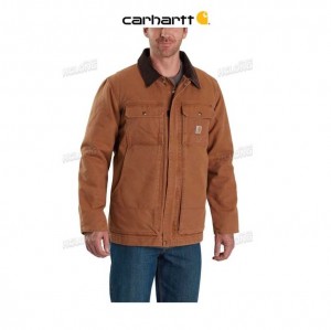 Carhartt Full Swing Relaxed Fit Washed Duck Insulated Traditional Coat Brown | TH0001303