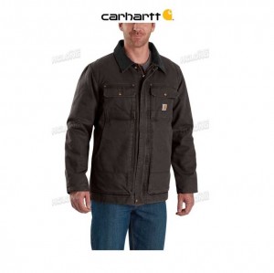 Carhartt Full Swing Relaxed Fit Washed Duck Insulated Traditional Coat Dark Brown | TH0001304