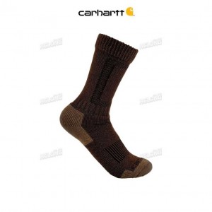 Carhartt Heavyweight Merino Wool Blend Steel Toe Boot Sock Brown | TH0001912