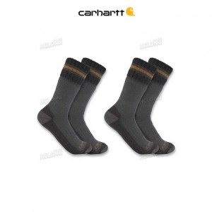 Carhartt Heavyweight Synthetic-Wool Blend Boot Sock 2-Pack Carbon Heather | TH0001925