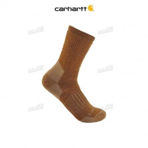 Carhartt Heavyweight Synthetic-Wool Blend Crew Sock Oiled Walnut | TH0001965