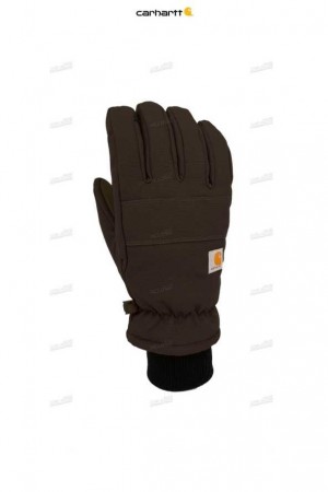 Carhartt Insulated Duck Synthetic Leather Knit Cuff Glove Black | TH0001150