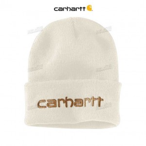 Carhartt Knit Insulated Logo Graphic Cuffed Beanie Winter White | TH0000672