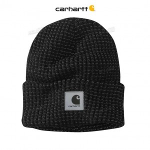 Carhartt Knit Reflective Patch Beanie Black | TH0000695