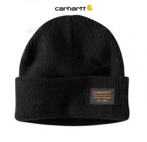 Carhartt Knit Rugged Patch Beanie Black | TH0000683