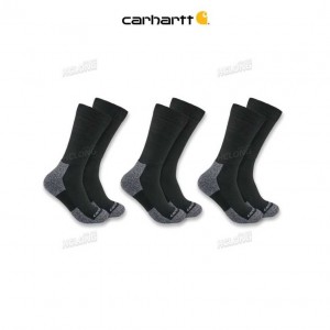 Carhartt Lightweight Stretch Top Crew Sock 3-Pack Black | TH0001952