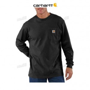 Carhartt Loose Fit Heavyweight Long-Sleeve Pocket T-Shirt Black | TH0002536