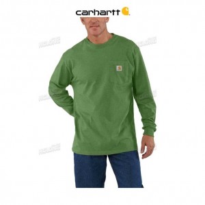 Carhartt Loose Fit Heavyweight Long-Sleeve Pocket T-Shirt Arborvitae Heather | TH0002543