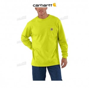 Carhartt Loose Fit Heavyweight Long-Sleeve Pocket T-Shirt Brite Lime | TH0002544