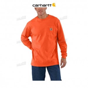 Carhartt Loose Fit Heavyweight Long-Sleeve Pocket T-Shirt Brite Orange | TH0002545