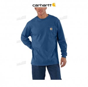 Carhartt Loose Fit Heavyweight Long-Sleeve Pocket T-Shirt Lakeshore Heather | TH0002546