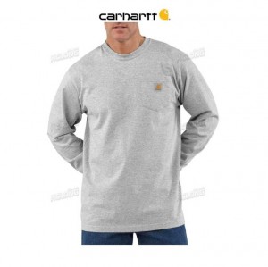 Carhartt Loose Fit Heavyweight Long-Sleeve Pocket T-Shirt Heather Gray | TH0002547