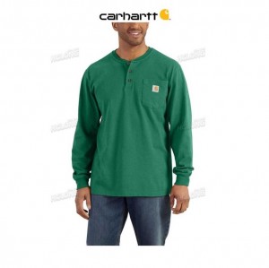 Carhartt Loose Fit Heavyweight Long-Sleeve Pocket Henley T-Shirt North Woods Heather | TH0002553