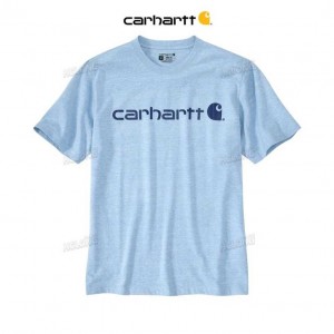 Carhartt Loose Fit Heavyweight Short-Sleeve Logo Graphic T-Shirt Alpine Blue Snow Heather | TH0002555