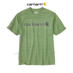 Carhartt Loose Fit Heavyweight Short-Sleeve Logo Graphic T-Shirt Arborvitae Snow Heather | TH0002556