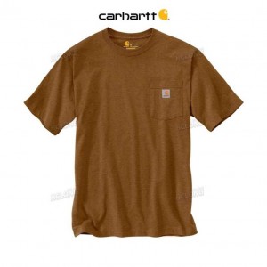 Carhartt Loose Fit Heavyweight Short-Sleeve Pocket T-Shirt Oiled Walnut Heather | TH0002598