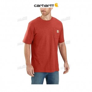 Carhartt Loose Fit Heavyweight Short-Sleeve Pocket T-Shirt Chili Pepper Heather | TH0002606