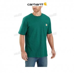 Carhartt Loose Fit Heavyweight Short-Sleeve Pocket T-Shirt Cadmium Green Heather | TH0002608