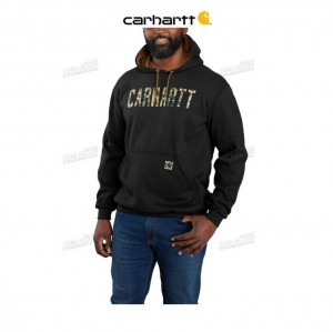 Carhartt Loose Fit Midweight Camo Logo Graphic Sweatshirt Black | TH0000472