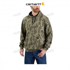 Carhartt Loose Fit Midweight Camo Sleeve Graphic Sweatshirt Mossy Oak Bottomland Camo | TH0000471