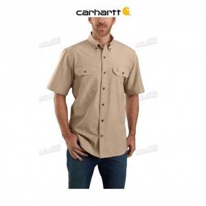 Carhartt Loose Fit Midweight Chambray Short-Sleeve Shirt Dark Tan Chambray | TH0002439