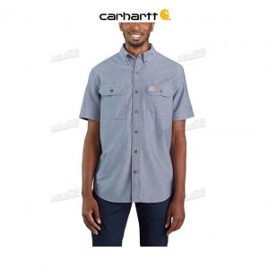 Carhartt Loose Fit Midweight Chambray Short-Sleeve Shirt Denim Blue Chambray | TH0002441