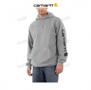 Carhartt Loose Fit Midweight Logo Sleeve Graphic Sweatshirt Heather Gray / Black | TH0000516