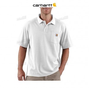 Carhartt Loose Fit Midweight Short-Sleeve Pocket Polo White | TH0002575