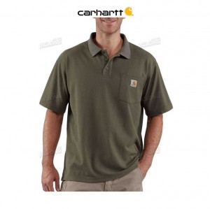 Carhartt Loose Fit Midweight Short-Sleeve Pocket Polo Moss | TH0002577