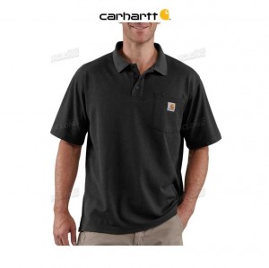 Carhartt Loose Fit Midweight Short-Sleeve Pocket Polo Black | TH0002578