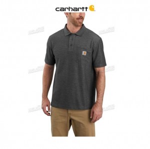 Carhartt Loose Fit Midweight Short-Sleeve Pocket Polo Carbon Heather | TH0002579