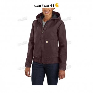 Carhartt Loose Fit Washed Duck Insulated Active Jac - 3 Warmest Rating DEEP WINE | TH0000167