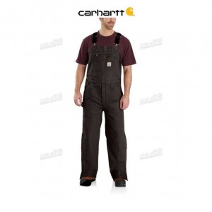 Carhartt Loose Fit Washed Duck Insulated Bib Overall Dark Brown | TH0000797